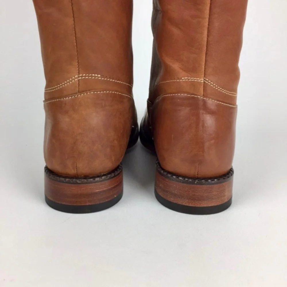 Timberland Lucille Flat Tall Knee Boots Tan Leather 6